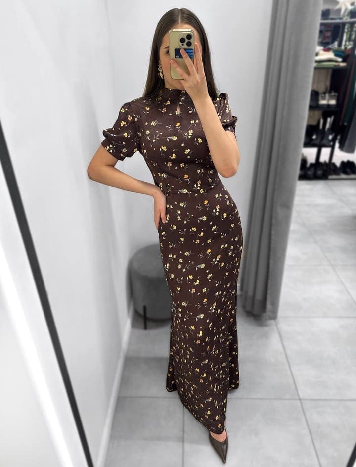 Платье Jam Collection 4505 атлас цветы