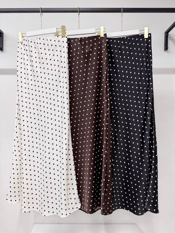 Юбка Casual 587 атлас макси горох