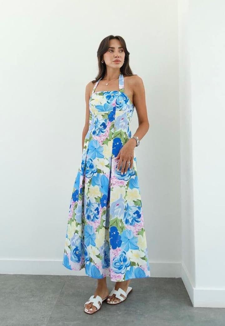 Платье HOTfashion T096 в цветок разноцветное